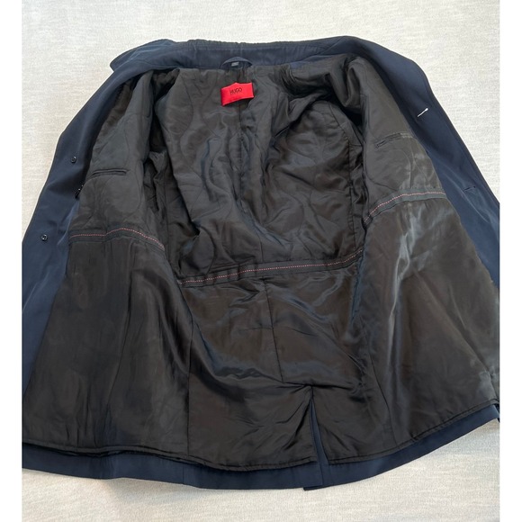 HUGO BOSS Men's Navy Blue Trench Coat Full Length Modern Classic Style Size 40R - Picture 4 of 16